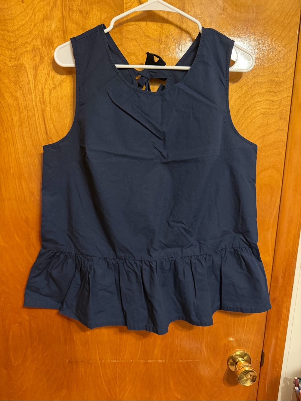 J. Crew Navy Sleeveless Peplum Ruffle Hem Top
